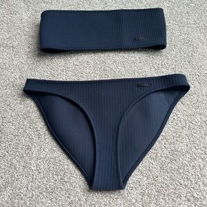 navy Triangl bandeau bikini set